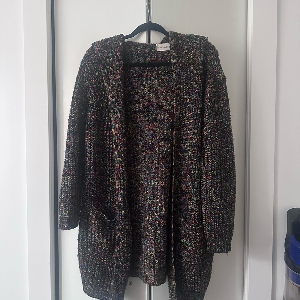Dreamers Black Chunky Knit Cardigan Sweater